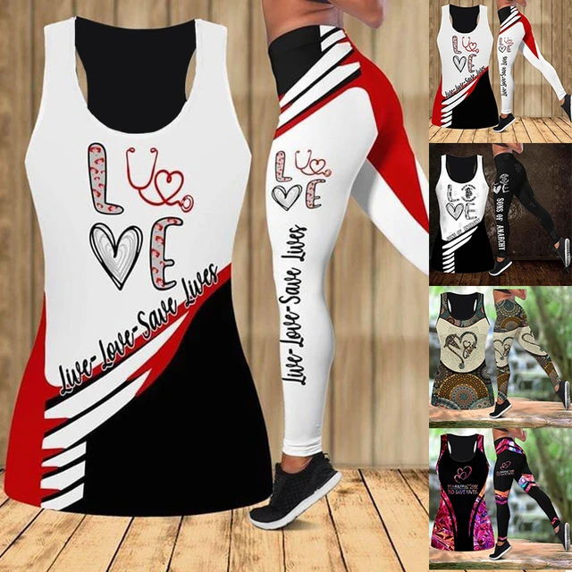 Skull And Beauty Red Rose Hollow Tank Top And Legging 3D Art Legging +  Hollow Tank Combo Leggings Yoga Pants - AliExpress