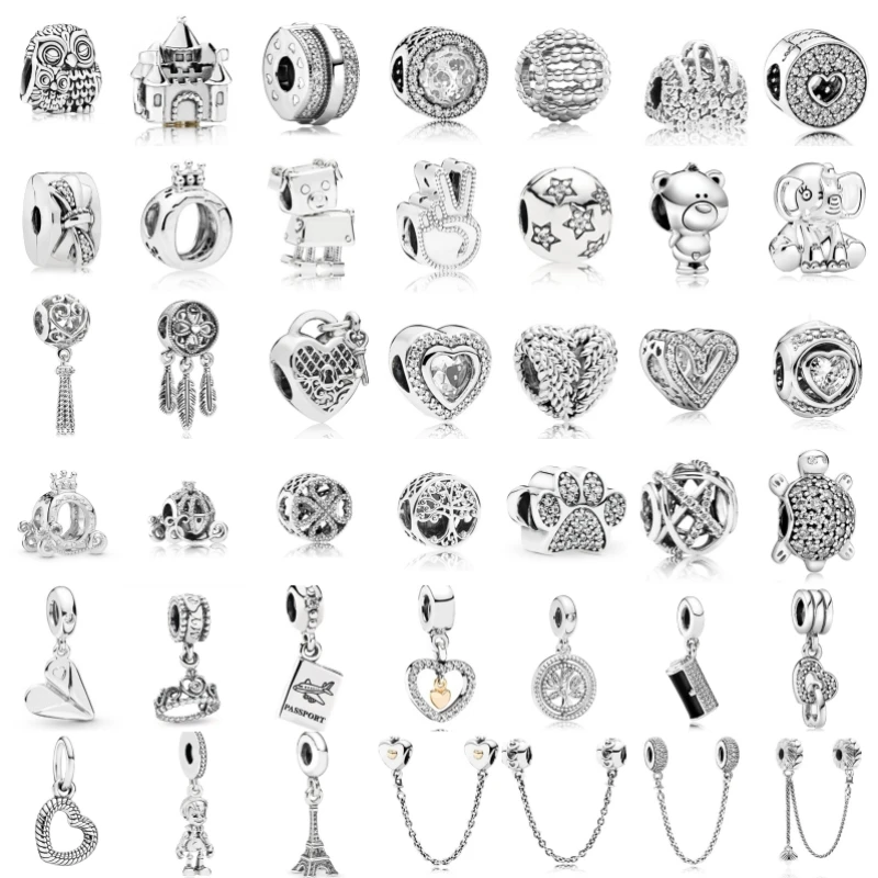 

New Fashion Charm Classic Castle Wheat Ear Love Bright Diamond Beads Suitable for Pandora Original Bracelet Accessories Birthday