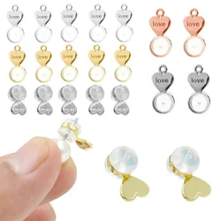 10pcs Silicone Ear Back Stoppers Gold Silver Plated Heart Ring Hamburger Ear Plugs For Jewelry Making DIY Earring Accessories