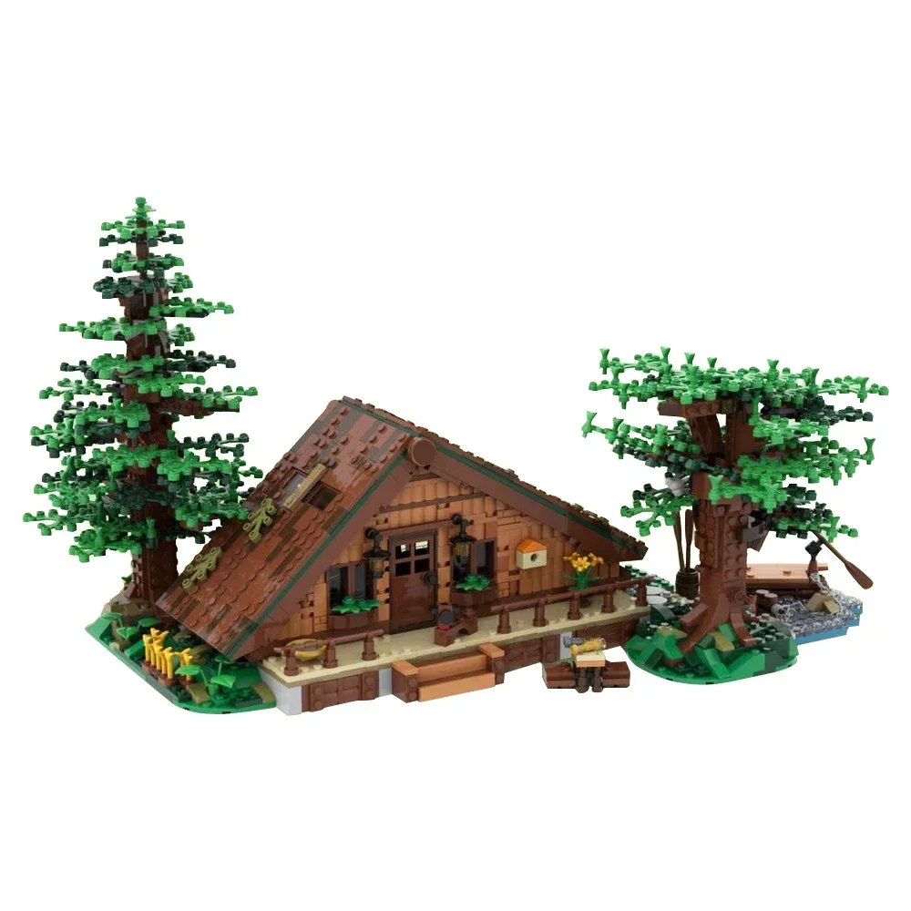 

Gobricks MOC Forest Cabin Bricks Set Forest Cabin Unique House Building Blocks City Street View Villa Architecture Toys For Gift