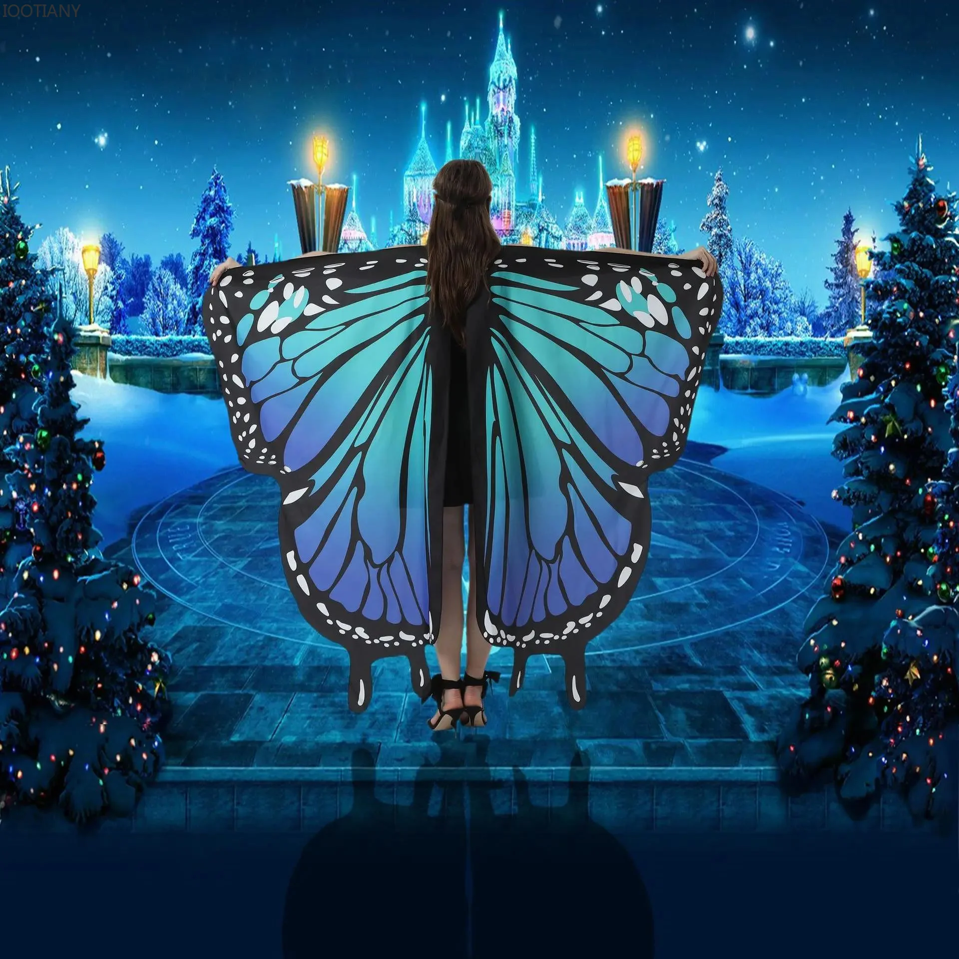 

New Butterfly Wing Ladies Fairy Cape Adult Wings Decoration Holiday Outfits Halloween Dress Up Party Cloak Adjustable Hand Strap