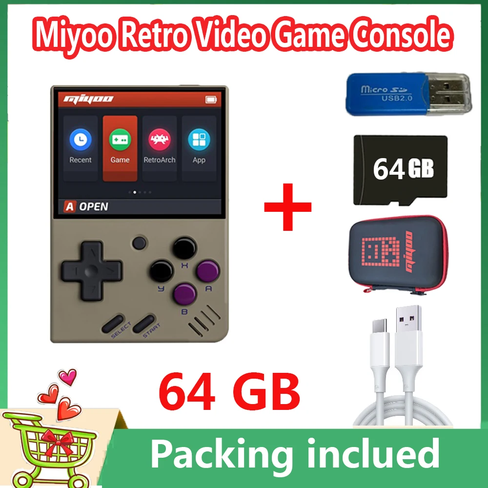 Miyoo Mini IPS Retro Video Gaming Console Handheld Game Players for FC GBA Vibration Motor 32G/64G/128G Memory RAM128MB Game 