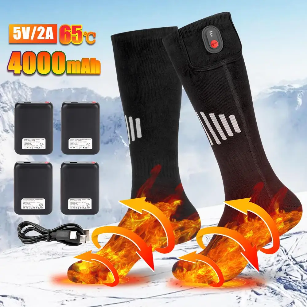 thumbnail image 2 of Winter Sports Leg Warmers Cozy USB Heated Leg Warmers - Rechargeable Fuzzy Socks For Men & Women In Cold Weather Cold Weather Leg Warmers 2 of 12