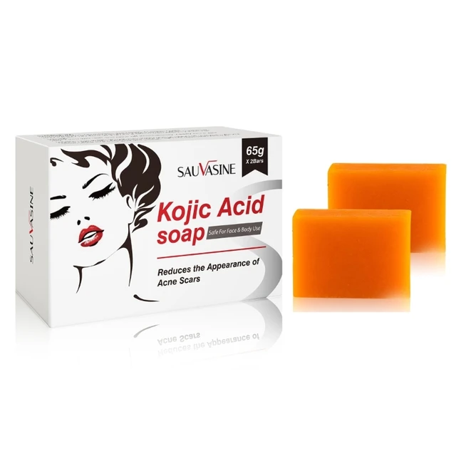 2Pieces Kojic Acid Face Body Bath Soap Safe Natural Soap for Men Women Glowing Hydrated Blackheads Removal Makeup Soap