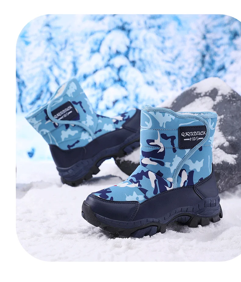 Winter kinder Warme Schnee Stiefel Jungen Nicht-rutsch Bequem Mädchen Pelz Schnee Stiefel Kinder Outdoor Plüsch Stiefeletten Baumwolle stiefel Neue – Detail 7