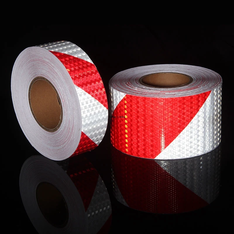 10Cm * 5M Wit-Rode Twill Reflecterende Tape Waterdichte Reflectoren Opvallende Veiligheid Stickers Plakstrips Voor Aanhangwagen Auto Trucks