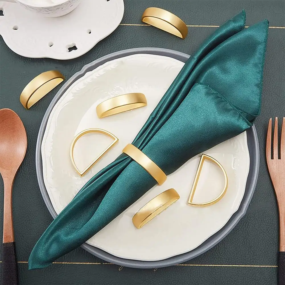 

12Pcs/Set Tissue Ring Fashion Corrosion Resistant D-word Shape Restaurant Supply Napkin Wrap Napkin Buckle
