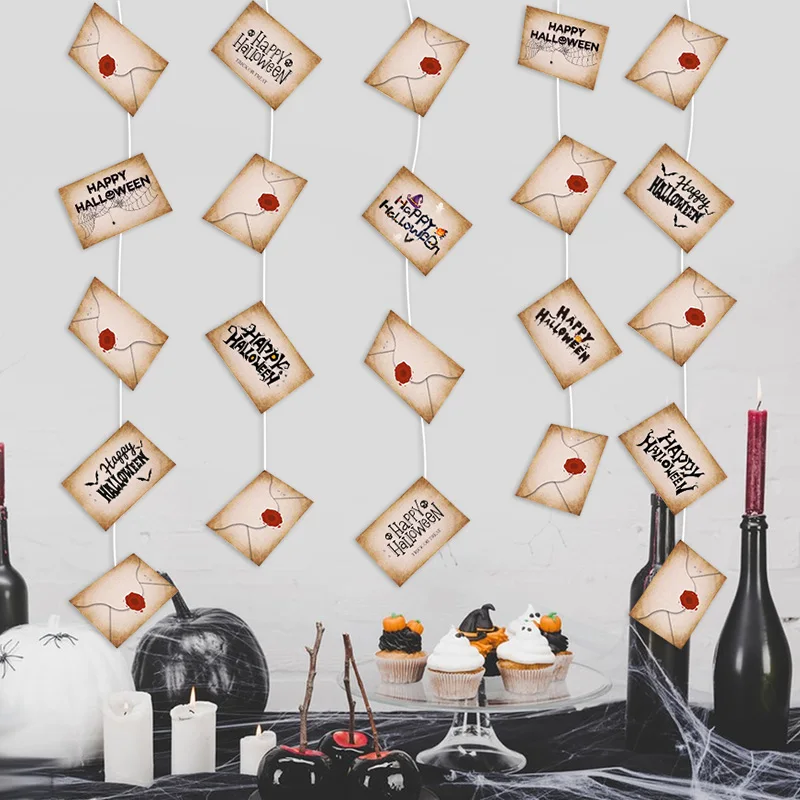 20pcs Floating Magic Wizard Acceptance Letter Banner Hanging Garland for Halloween Party Decoration Birthday DIY Invitation Card