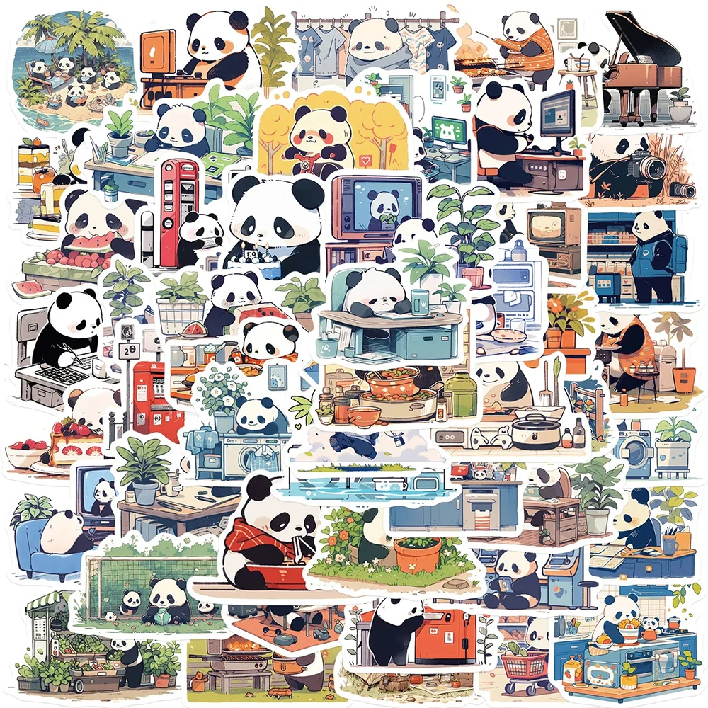 

10/30/50pcs Cute Cartoon Panda Animal Life Decoration Stickers Aesthetic Decal Luggage Fridge Phone Kawaii Viny Kids Toy Sticker