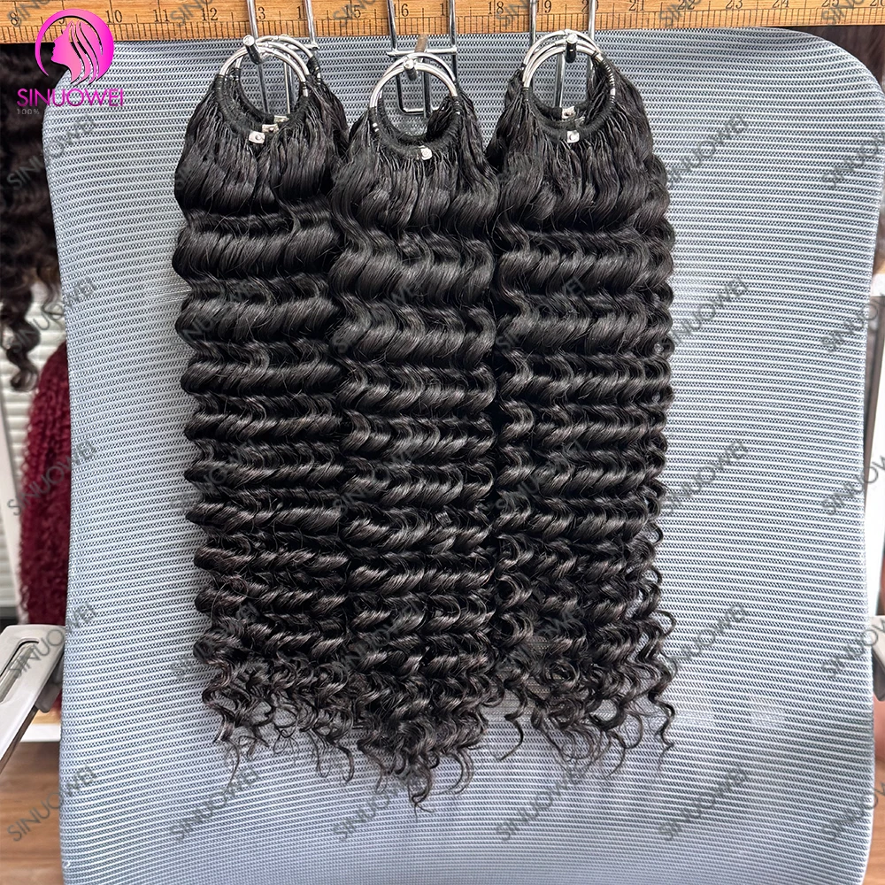 12A Deep Wave Feather Crochet Hair Double Drawn 100% Human Hair Pre-Separated Crochet Feather Hair Extensions For Braiding 4