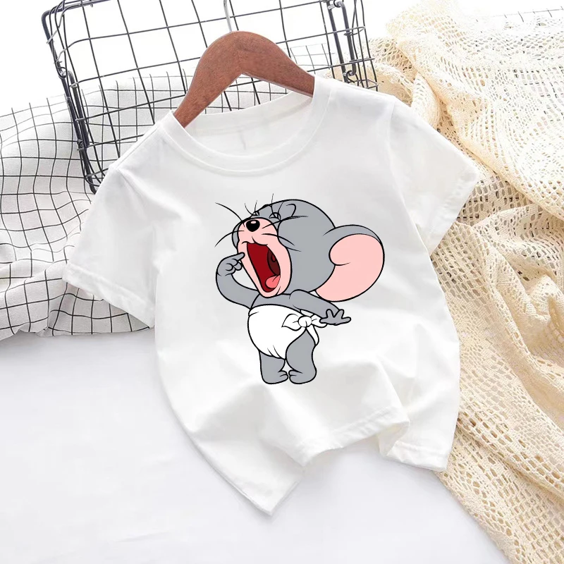 Children's Tom and Jerry Short Sleeve Casual Summer T-Shirt - Fashionable Birthday Gift
