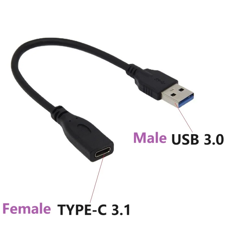 USB-C Female to USB-A Male Adapter Cable - Multiple Lengths Available