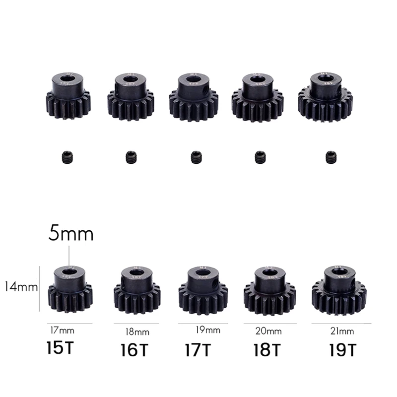 M1 5Mm Black Steel Metal Pinion Motor Gear For 1/10 Rc Model Car Moto-A37R