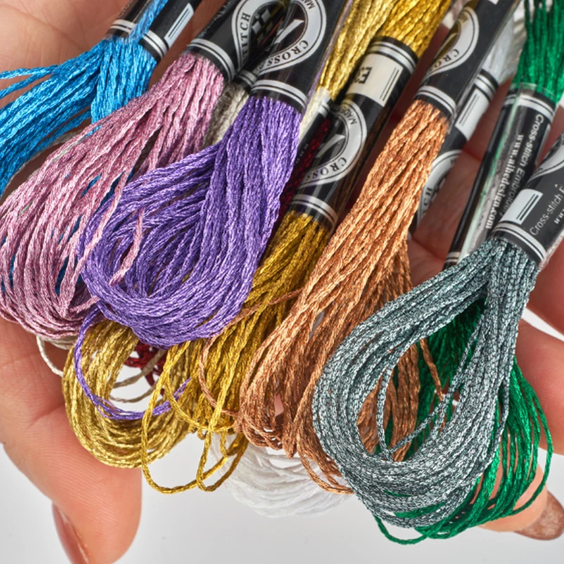 8m 12 Strands Colorful Gold And Silver Thread Embroidery Diy Handmade Material Cross Stitch Multicolor Sewing Thread embroidery thread