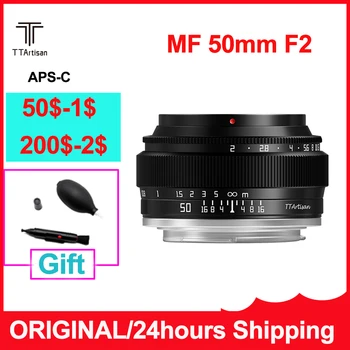 TTArtisan 풀 프레임 미러리스 카메라 렌즈, MF 대형 조리개 표준 초점 거리, E, X, M43, EOS-M, RF, Z, L 마운트용, 50mm F2