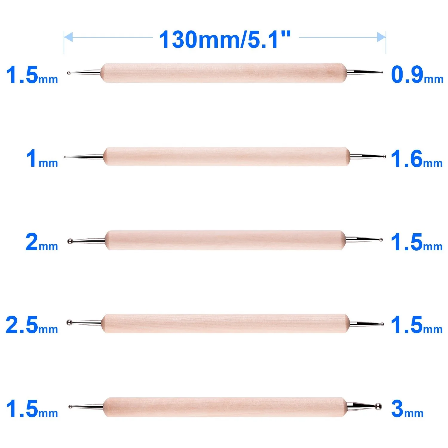 10PCS Dotting Tools Set For Nail Art, Embossing Stylus For Painting 2 Way Dotting Pen 3