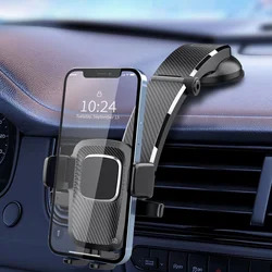 Universal Dashboard and Windshield Car Phone Holder - Adjustable Clip Stand (Black)