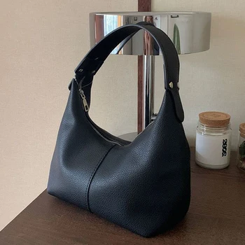 Borsa ascellare Vintage da donna borse a tracolla Hobo morbide in pelle PU nuova borsa da ascella Casual in tinta unita borsa da esterno per ragazze 1