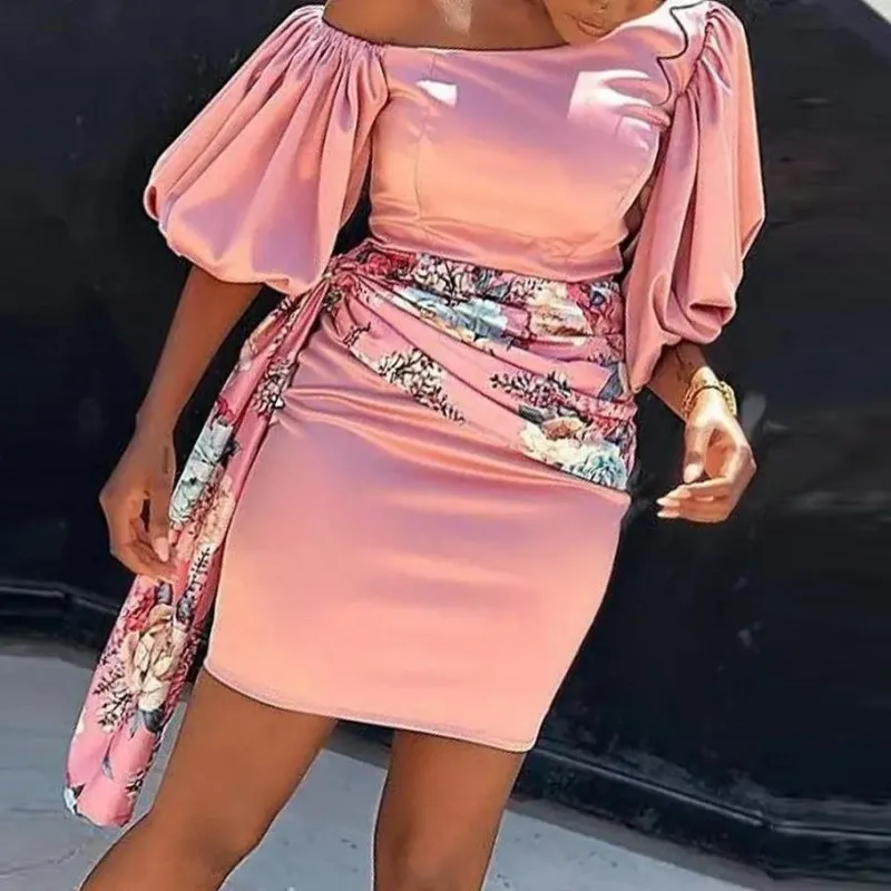 

2022 African Dresses for Women Sexy Summer Autumn Africa Clothing Off The Shoulder Mini Dress African Print Dresses