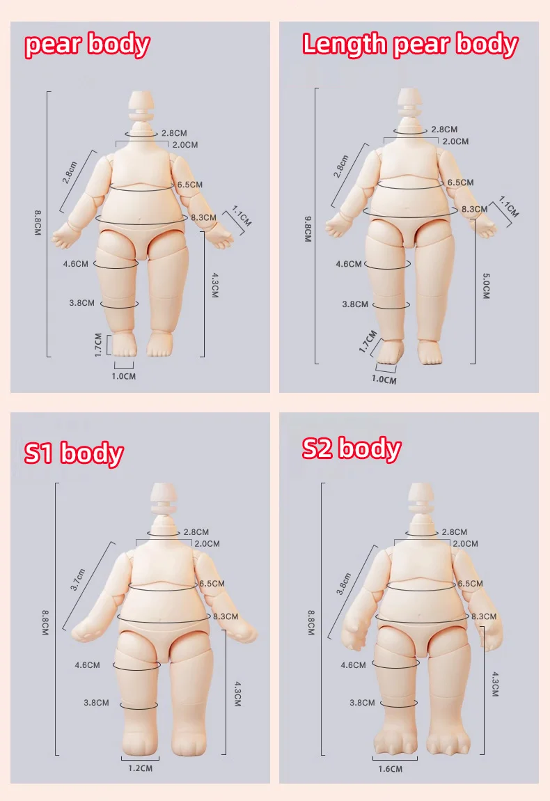 Ob11 Movable ball joint body pear Animal bodys With tail for