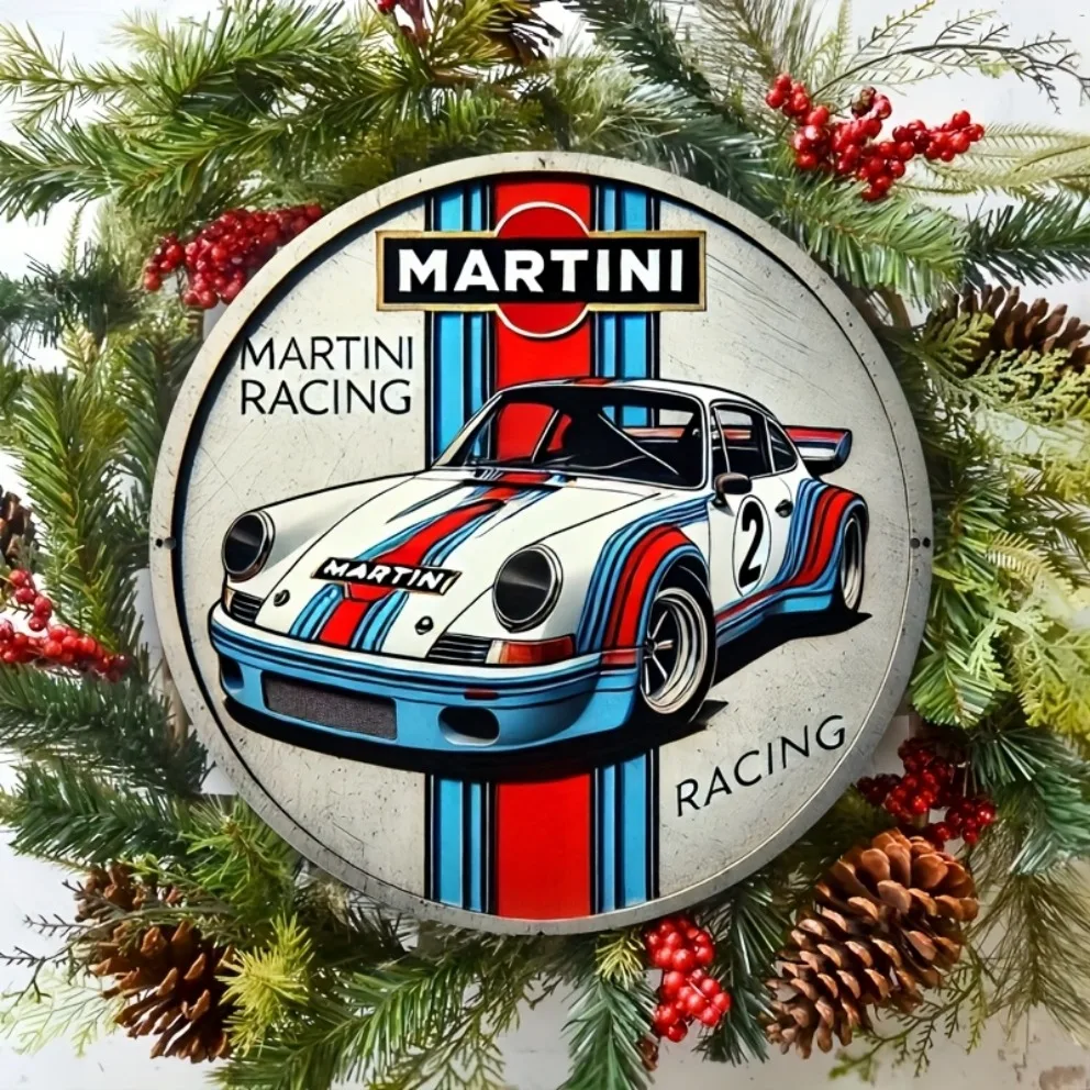 Martini Racing Metal Sign - Stylish Foil Engraved Wall Art for Home Decor Enthusiasts