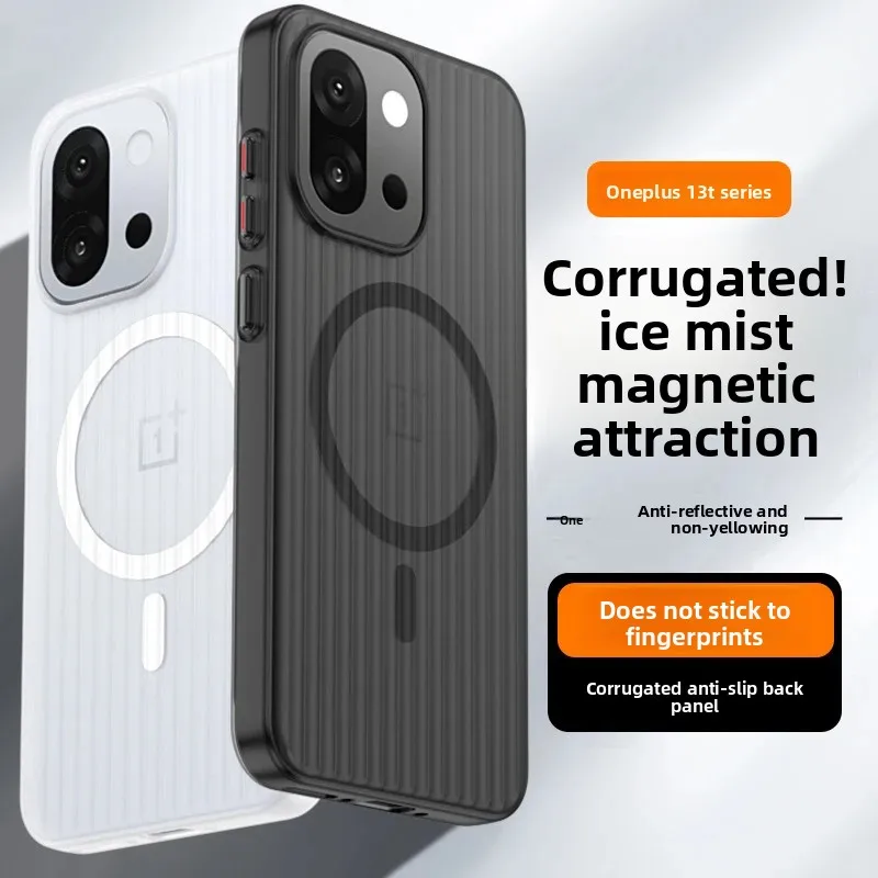 Corrugated Matte Transparent Hard PC Magnetic Anti-Drop Phone Case