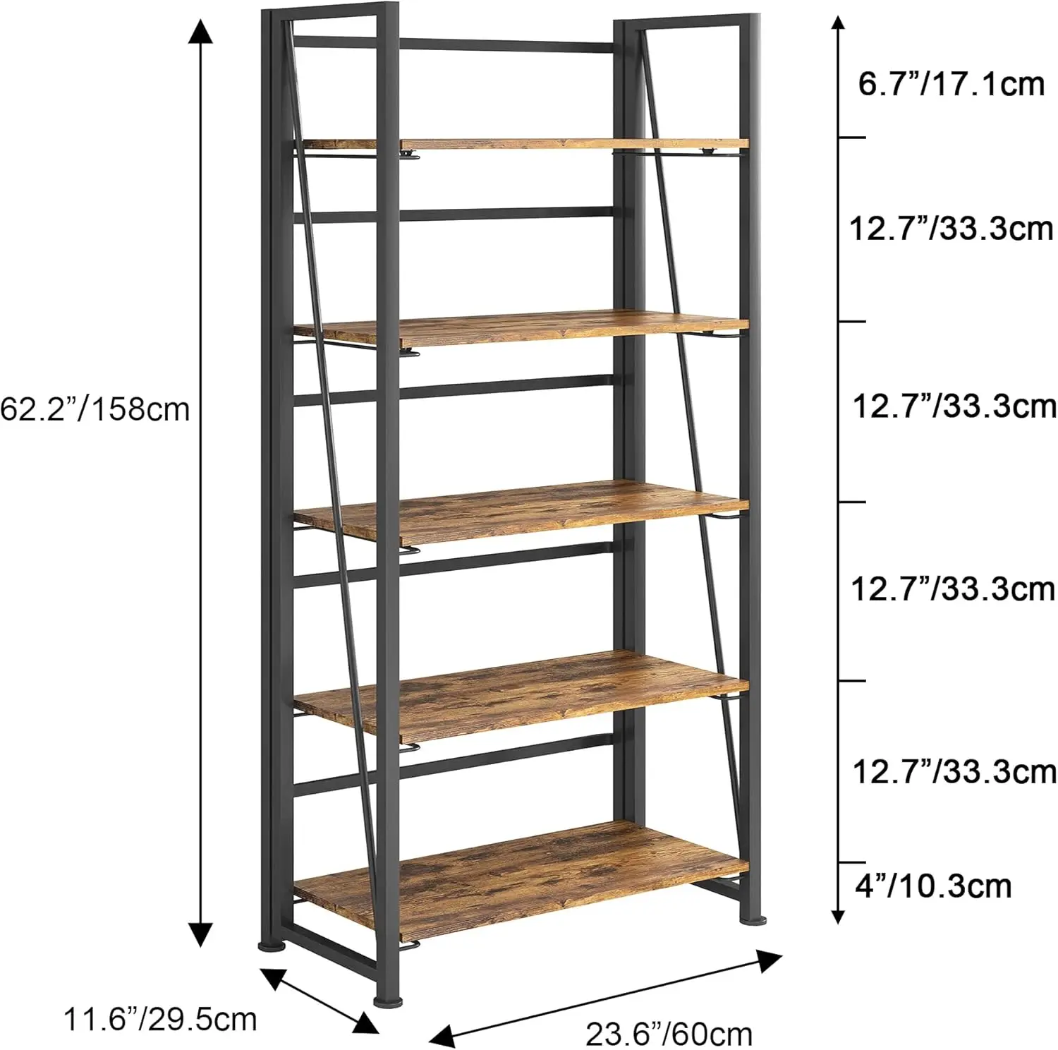 Bookshelf Storage Shelves 5 Tiers Vintage Plant Flower Stand Storage Rack Shelves Bookcase