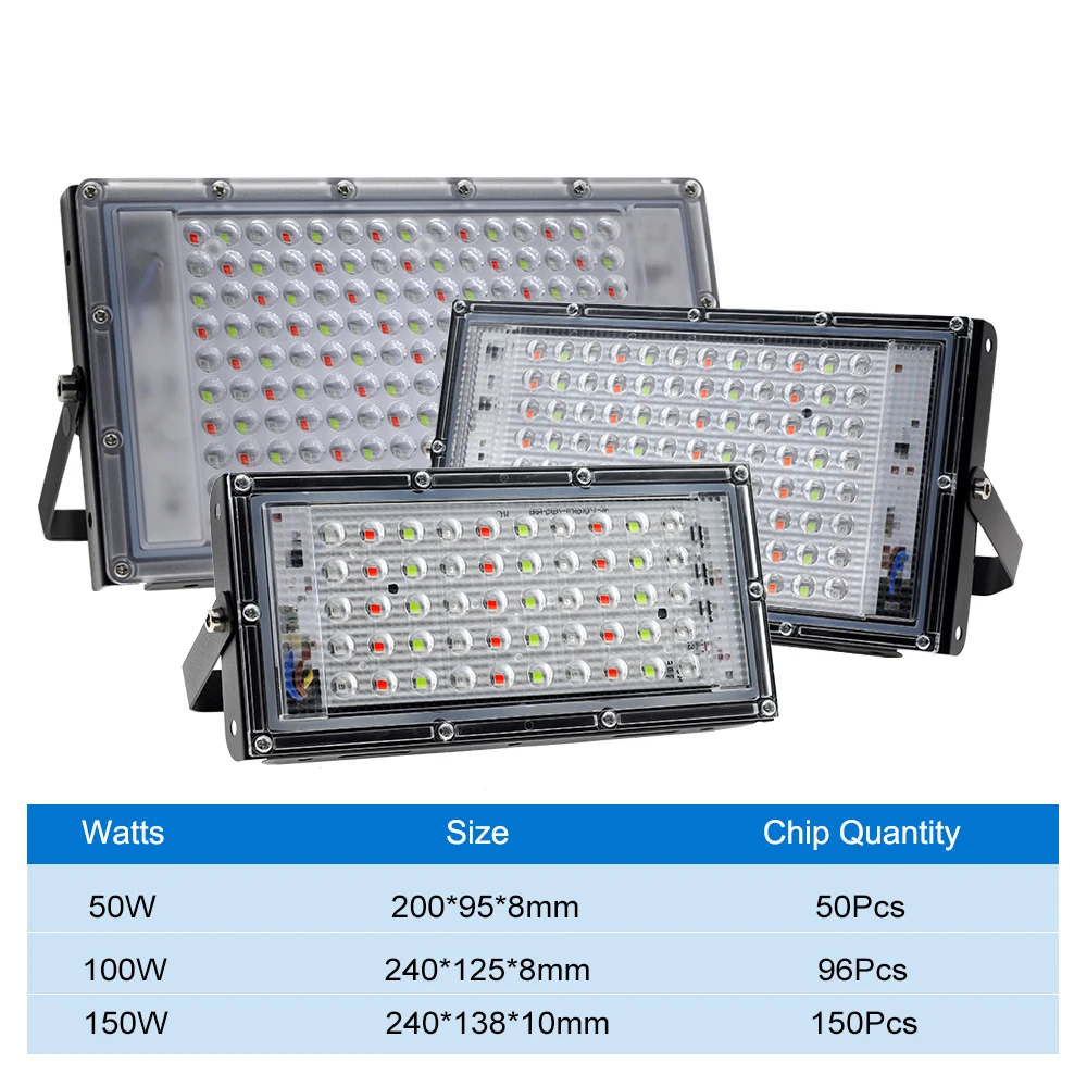 LED RGB Spotlight 50W/100W/150W IP65 Outdoor Floodlight AC220V RGB Feflector Projector Lamp With Color Remote Controller 4