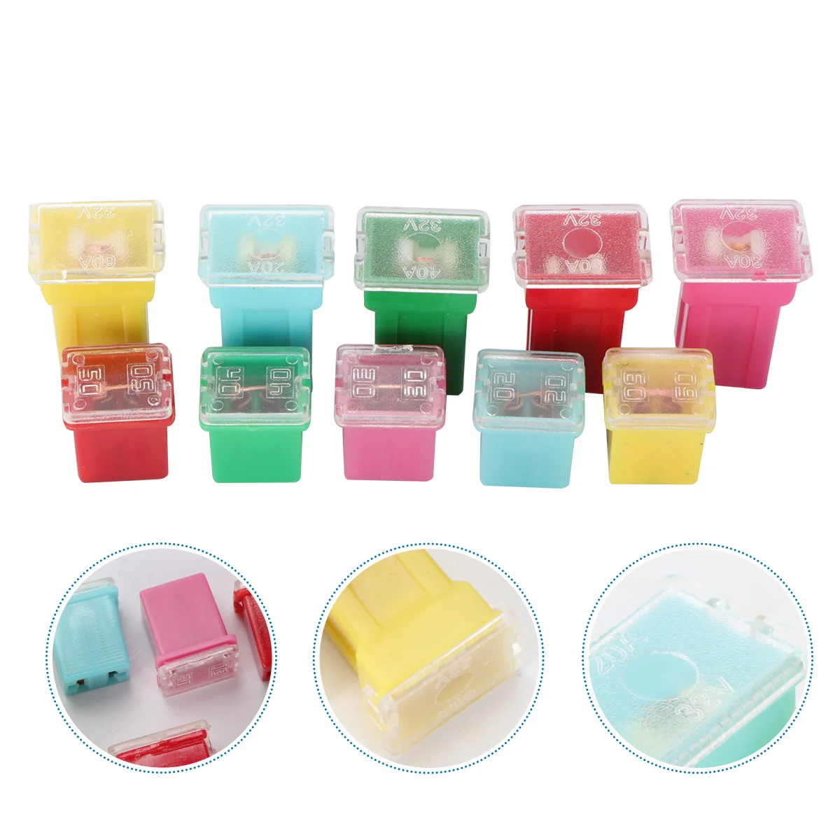 

10pcs Automotive Low and Tall Profile Box Shaped Jcase Fuse 20A 30A 40A 50A 60A