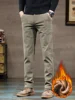 Winter New Men's Corduroy Fleece Casual Pants Warm Thick Classic Fashion Straight Plush Velvet Trousers Brand Clothing Male 2