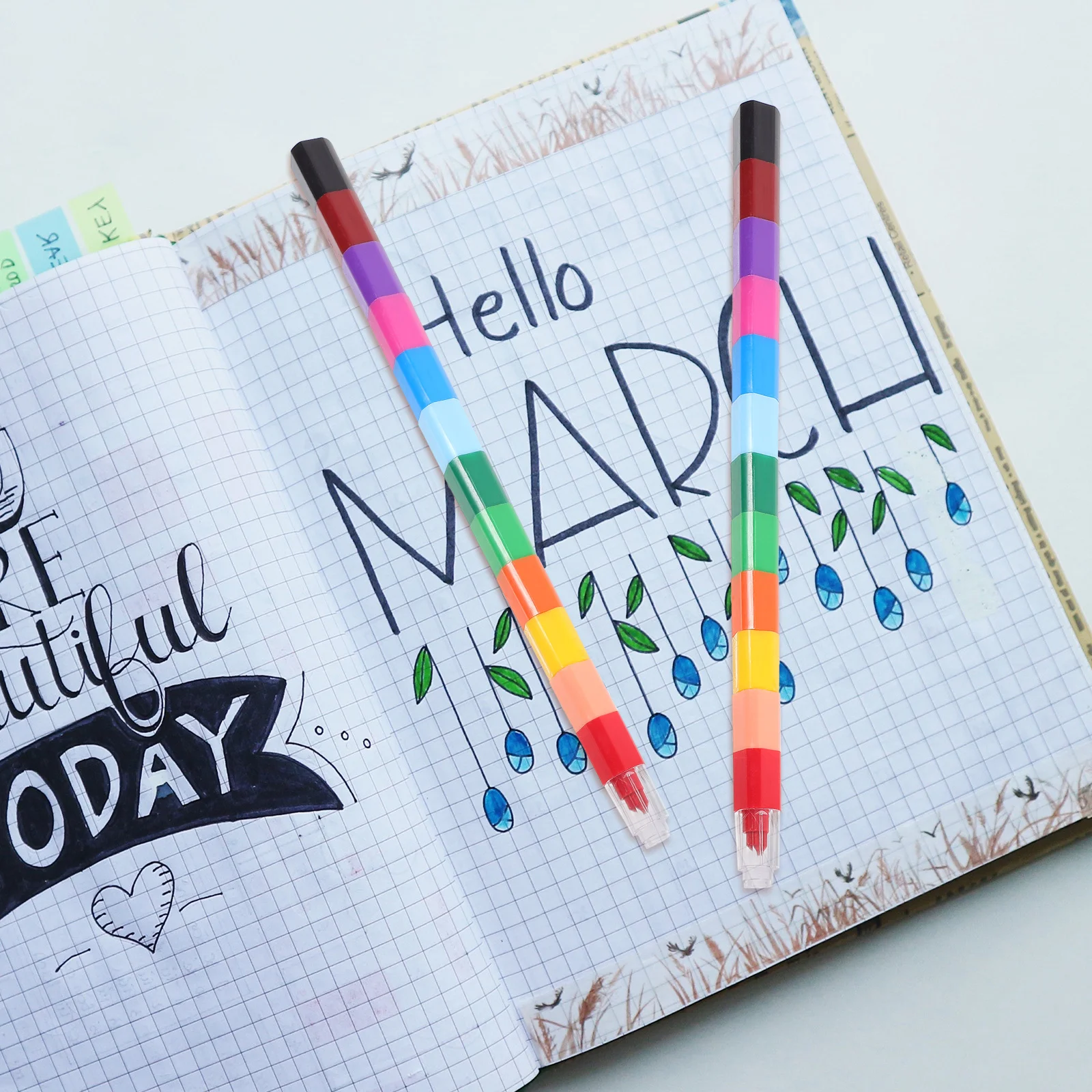24 Pcs Crayons Block Kids Crayons Child Colour Pen Creative 12 Colors Wax Pencils Stackable Coloring