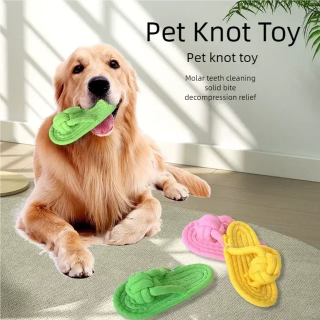 Pet Cotton Rope Slipper Knot Toy For Small Dogs Interactive Chew Toy Dental Clean Teeth Grind Tartar Control Non Toxic Dog Toys 4