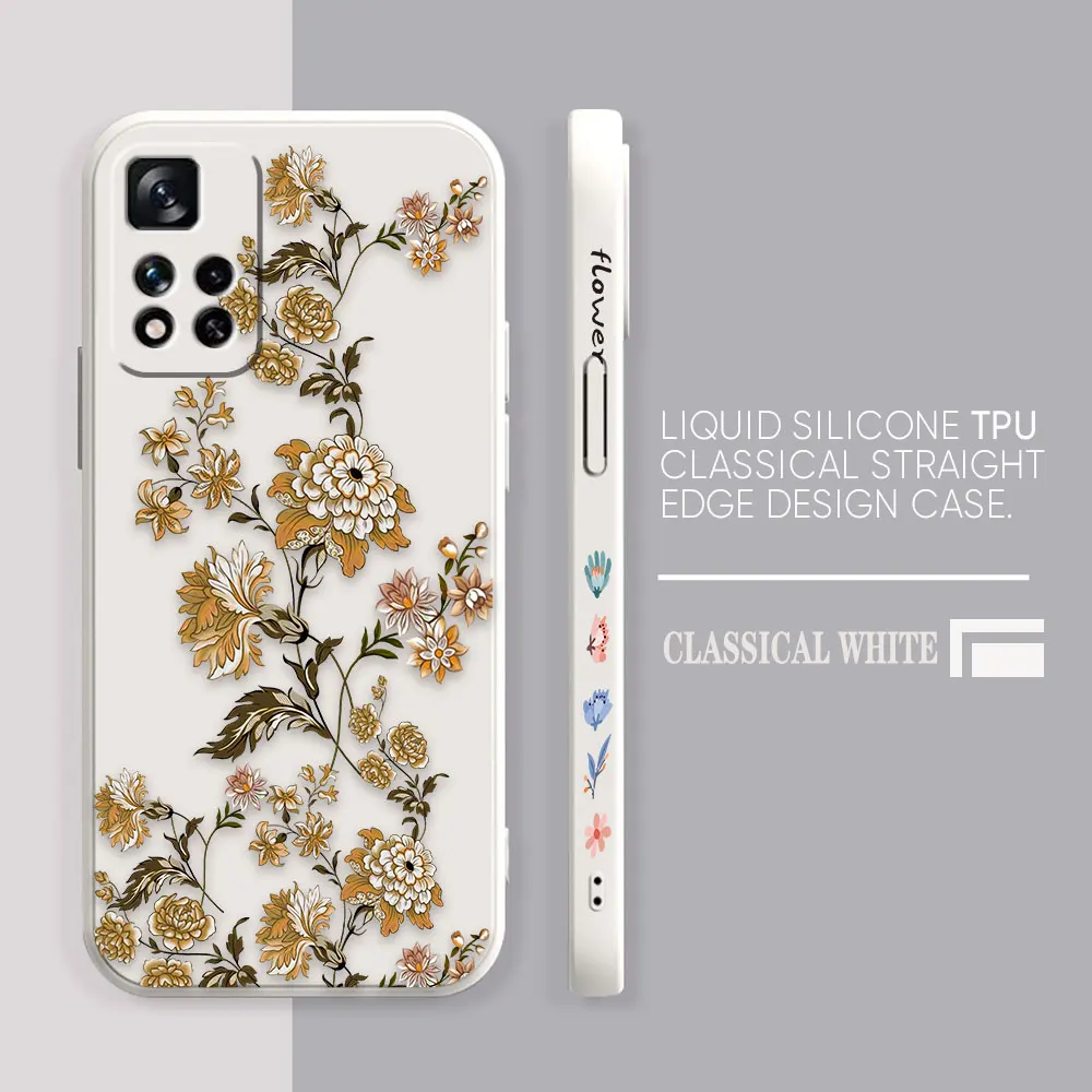 Case For Redmi Note 12 11 11T 11R 11E 10 9 8 7 7S PRO PLUS 4G 5G Simple Liquid silicone Case The Most Beautiful Flower