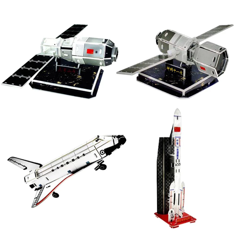 4 Pcs Educational Toy Space Shuttle Model Paper Puzzle 3D Jigsaw Spaceship Handcraft