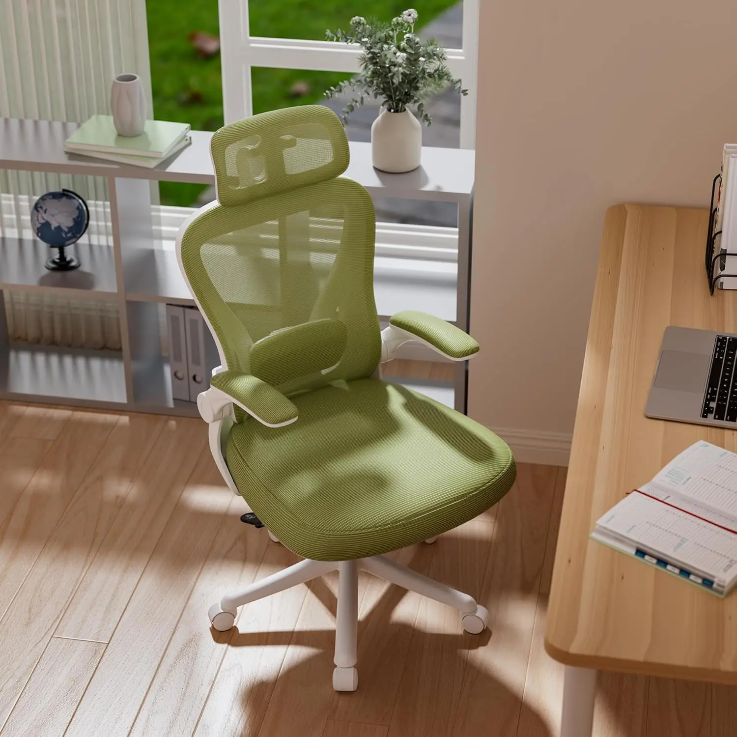 Ergonomic Office Chair M903, High Back Computer Desk Chair With Adjustable Lumbar Support & Headrest, Green Task Chair Comfy, 5