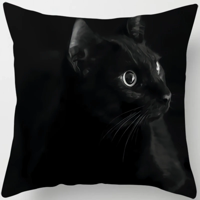 seat cushions Black cat printing square pillowcase, home decoration, car sofa cushion cover 45*45cm outdoor chair cushions Cushions