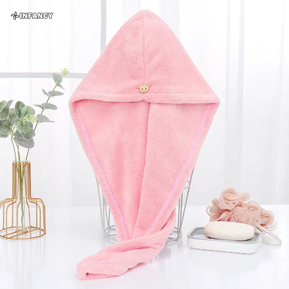 Description Picture 5 of item1PC Hair Drying Hat Quick-dry Microfiber Hair Towel Cap Hat Women Bath Hat Solid Towel Cap Super Absorption Turban Hair Dry Cap
