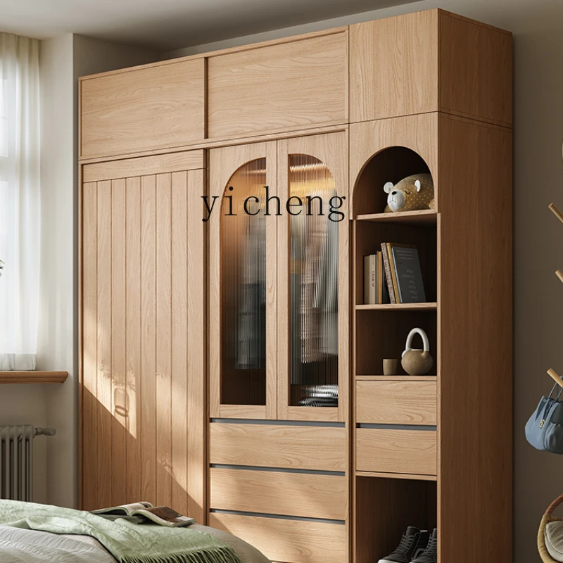 

Xl Wood Color Sliding Door Wardrobe Home Bedroom Retro Style Sliding Door Locker Wardrobe