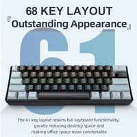 APAYADO K61 Mini Mechanical Keyboard,Wired,61 Keys,Phantom RGB, Black/White Red/Blue Mechanical Switch for Gaming,60% Portable 1