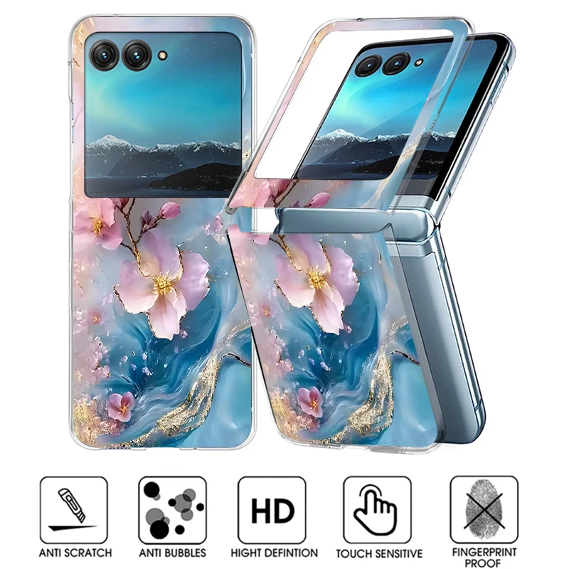 Elegant Marble Pattern Shockproof Transparent Folding Phone Case