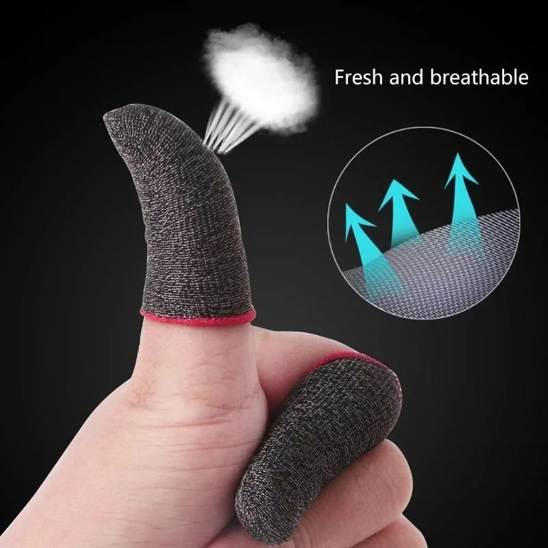 10pcs Mobile Gaming Finger Sleeve Anti-Sweat Finger Sleeve For PUBG Mobile Game Silver Fiber Touchscreen Gamer Thumb Protector