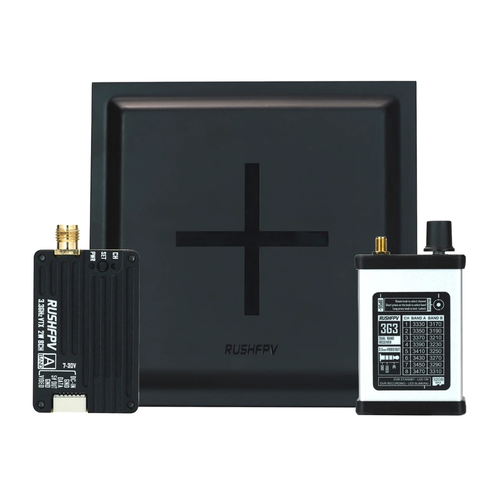 Détail des ports d'antenne et de connexion sur le RushFpv 3.3G 2000mW 2W 8CH VTX/VRX pour drone FPV.