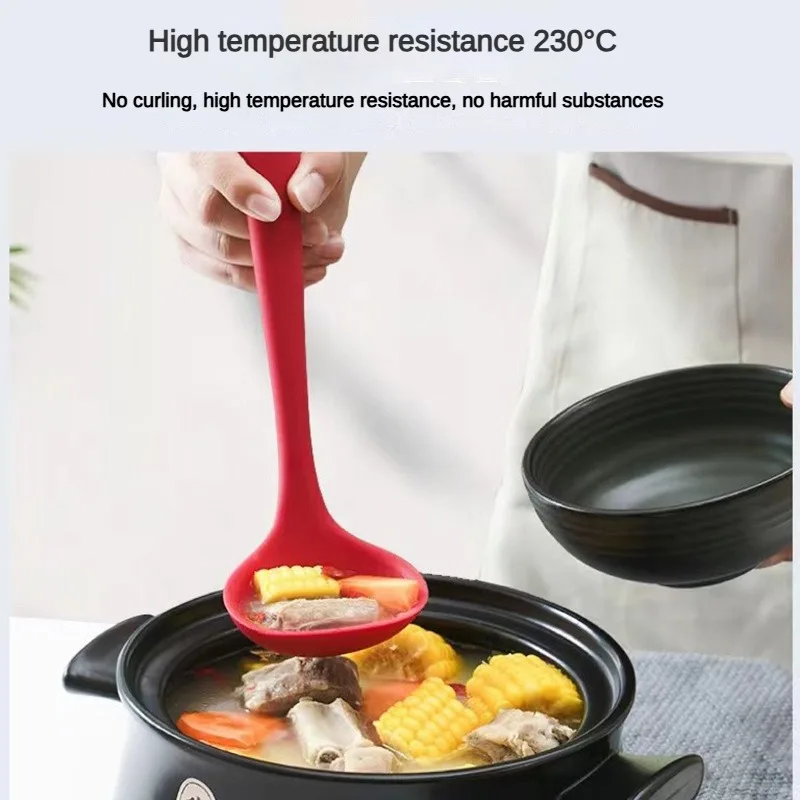 Silicone Spoon One-Piece All-Inclusive Big Spoon Food Grade High Temperature Resistant Soup Kitchen Non-Stick