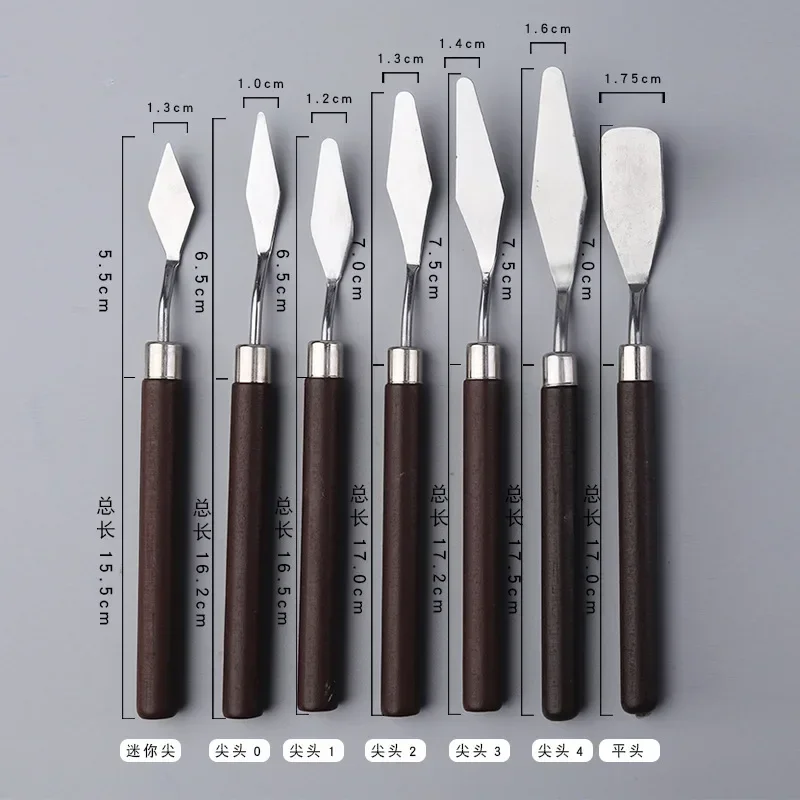 Oil painting knife 7Pcs stainless steel oil painting palette knife artist spatula art scraper tool cake baking supplies