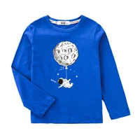 Boys Long Sleeved Shirt Astronaut Funny T-shirt Spring Autumn Cotton Clothes Kid Spaceman Fashion Tops 2