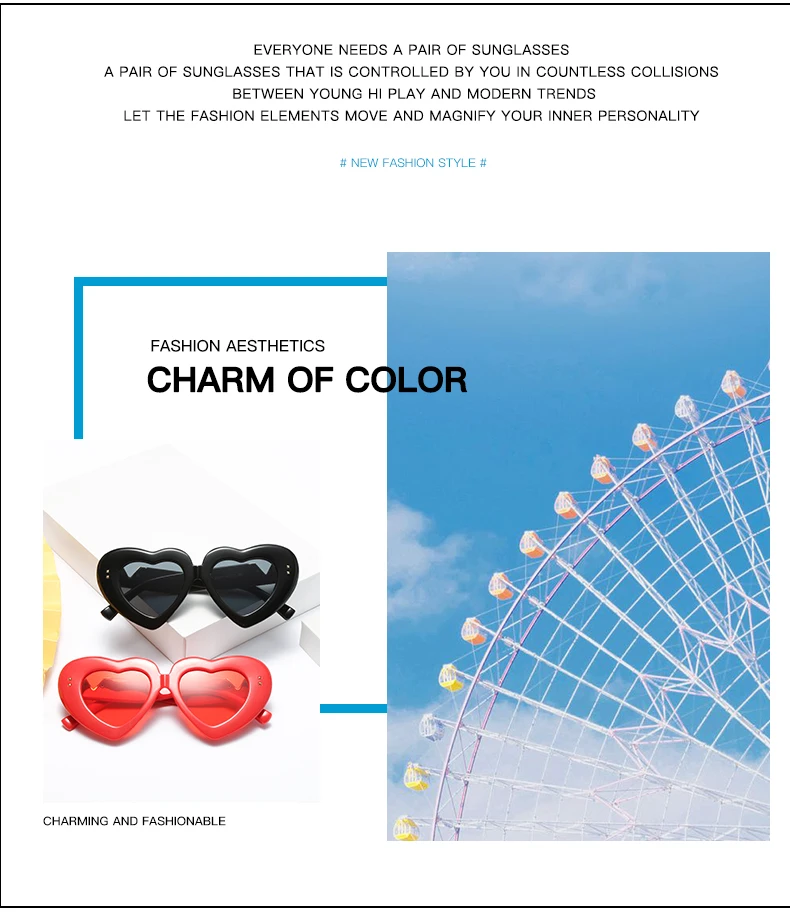 rectangle sunglasses 2022 Heart Shape Sunglasses Fashion Design Eyewear  Girl Wholesale Manufacturer Outdoor Summer  Women round sunglasses