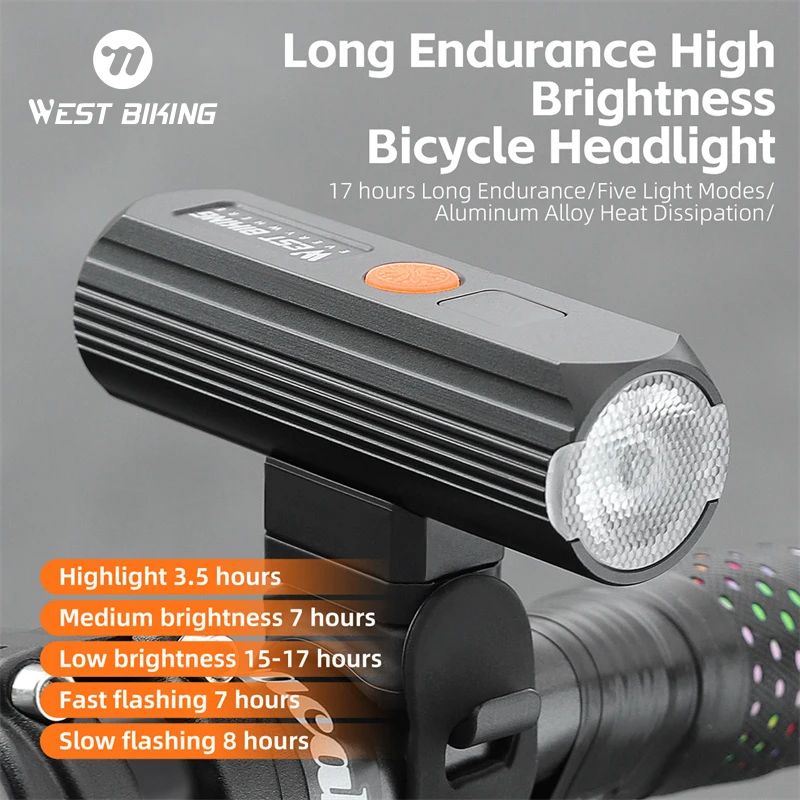 

WEST BIKING Bicycle Headlight Type-C Charging 5 Modes Highlight MTB Flashlight Bike Headlight for Cycling Bicycle Front Lamp