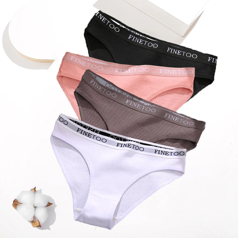 3PCS/Set Seamless Women's Cotton Briefs FINETOO Sexy Cotton Panties Set