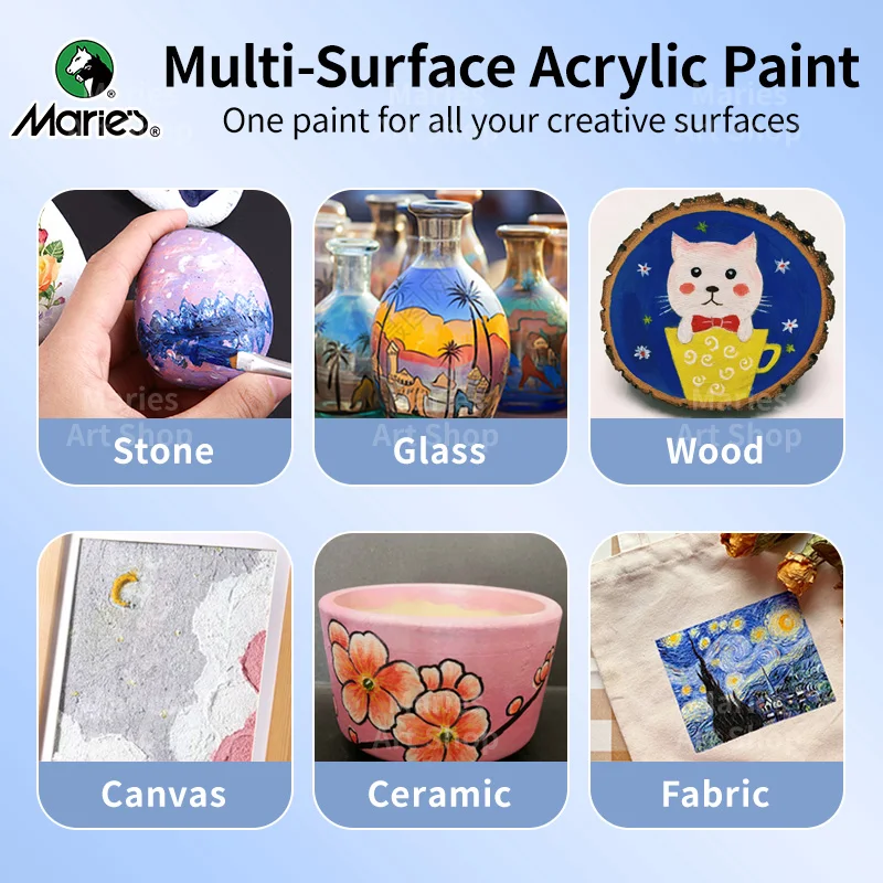 Marie's Premium Rich Pigment Acrylic Paint - 1L/33.8oz for Canvas, Glass, Stone, and Art Projects