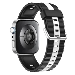 Dual-Color Breathable Silicone Sports Strap - Soft Wristband Accessory for Huawei Watch Fit 3 (Black white)